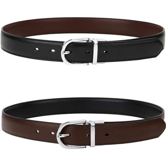 Falari Reversible Belt Genuine Leather Single Prong Buckle (1 Belt for 2 Colors) main image 4